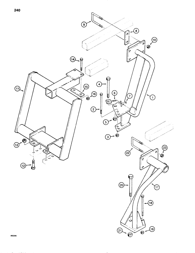 Схема запчастей Case SD100 - (240) - CRUMBER BOOM MOUNTING BRACKETS, USED ON SPROCKET AND CHANNEL BOOMS (89) - TOOLS