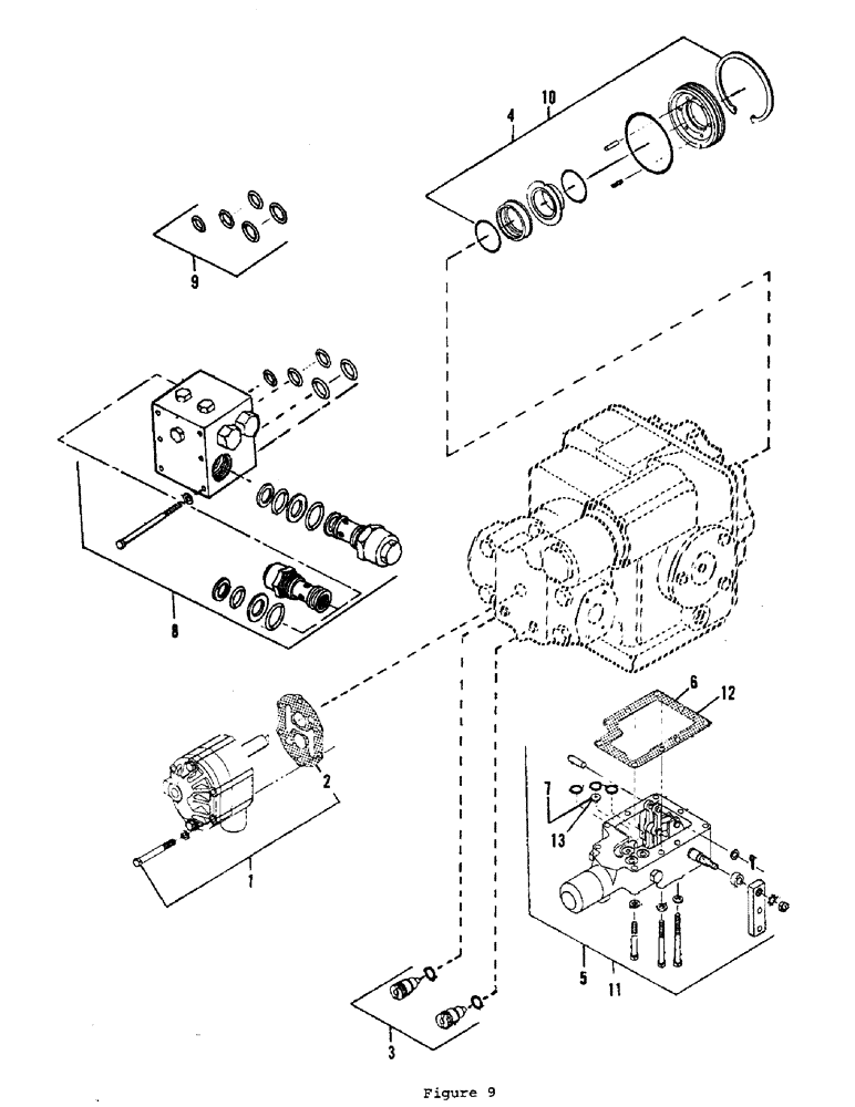 Схема запчастей Case P55 - (20) - PROPULSION PUMP & MOTOR ASSEMBLIES 