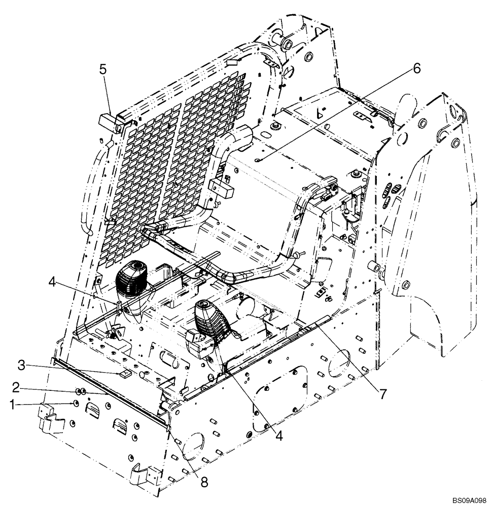 Схема запчастей Case 430 - (09-59A) - SOUNDPROOFING - SEAL; IF USED (09) - CHASSIS