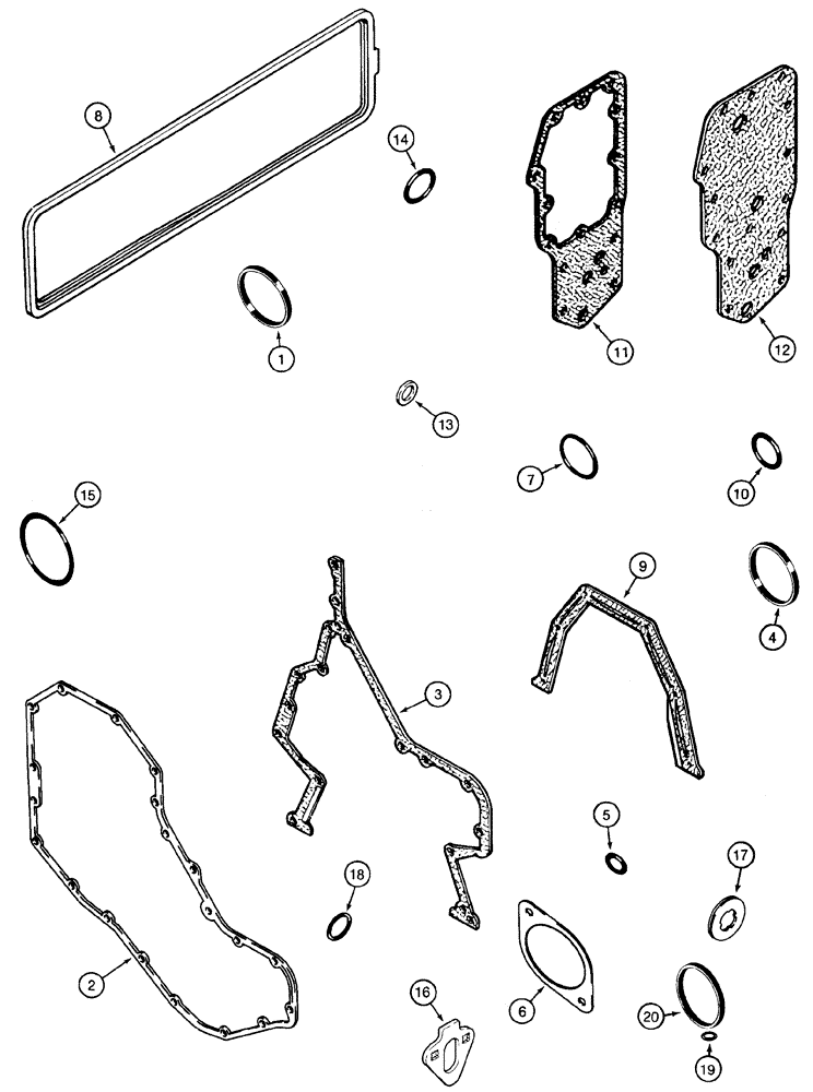 Схема запчастей Case 621C - (02-025) - GASKET KIT (NORTH AMERICA/EUROPE), 6T-590 EMISSIONS CERTIFIED ENGINE, CYLINDER BLOCK (02) - ENGINE