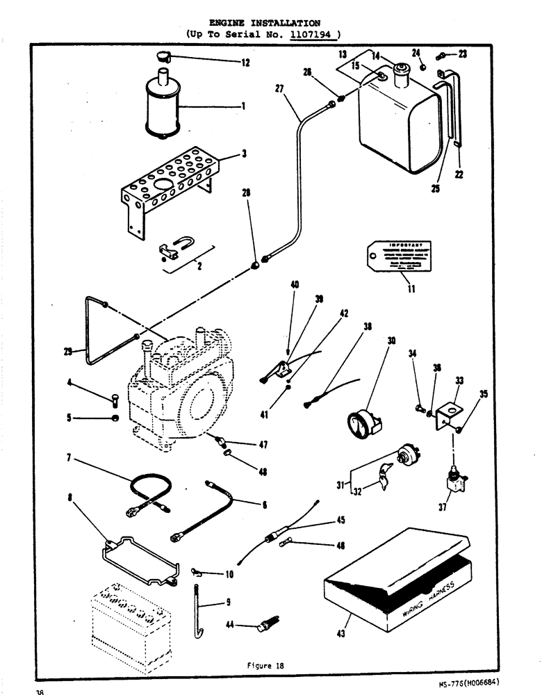 Схема запчастей Case P63 - (38) - ENGINE INSTALLATION, (UP TO SERIAL NO. 1107194) 