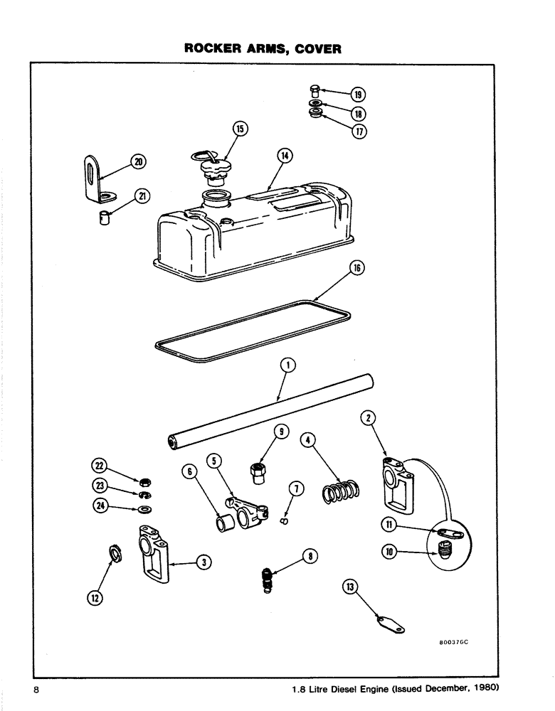 Схема запчастей Case CASE - (08) - ROCKER ARMS, COVER (02) - ENGINE