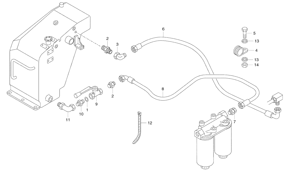 Схема запчастей Case 330 - (10A00020629[02]) - FUEL TANK - PIPING - 300 HP ENGINE VERSION (01) - ENGINE