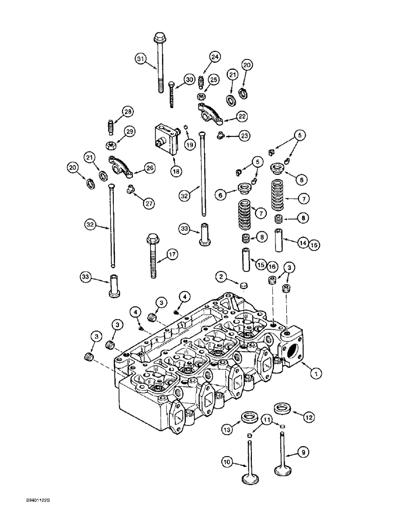 Схема запчастей Case 860 - (2-32) - CYLINDER HEAD AND VALVE MECHANISM - 4T-390 ENGINE (02) - ENGINE