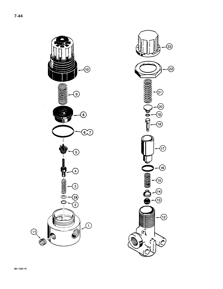 Схема запчастей Case 621 - (7-44) - PRESSURE REDUCING VALVE, L112300 (07) - BRAKES