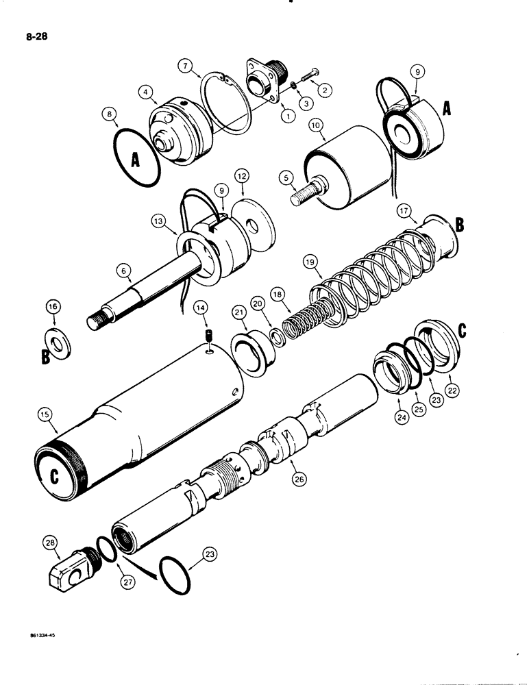 Схема запчастей Case W20C - (8-28) - D63370 LIFT SPOOL (08) - HYDRAULICS