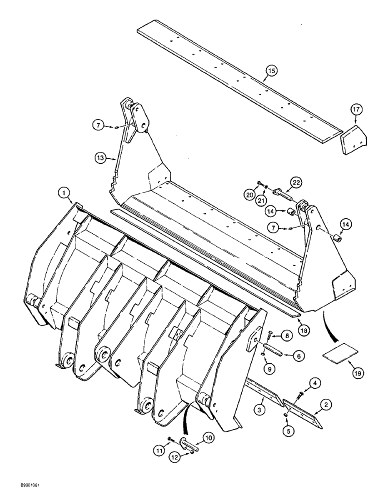 Схема запчастей Case 821B - (9-012) - AUXILIARY BUCKET, 3.0 CUBIC YARD (2.3 CUBIC METRE) BUCKET (09) - CHASSIS/ATTACHMENTS