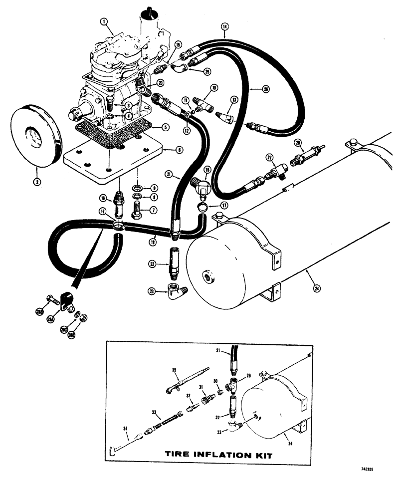 Схема запчастей Case W20 - (176) - BRAKE SYSTEM L14814 AIR COMPRESSOR AND RELATED PARTS (07) - BRAKES