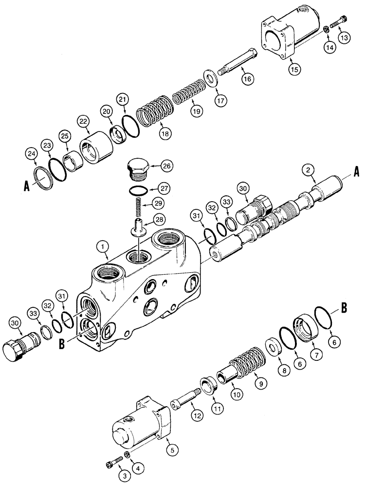 Схема запчастей Case 621C - (08-024) - VALVE SECTION LOADER LIFT (08) - HYDRAULICS