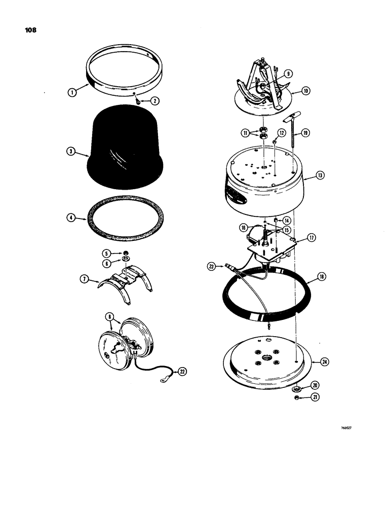 Схема запчастей Case W24B - (108) - ROTATING BEACON (04) - ELECTRICAL SYSTEMS