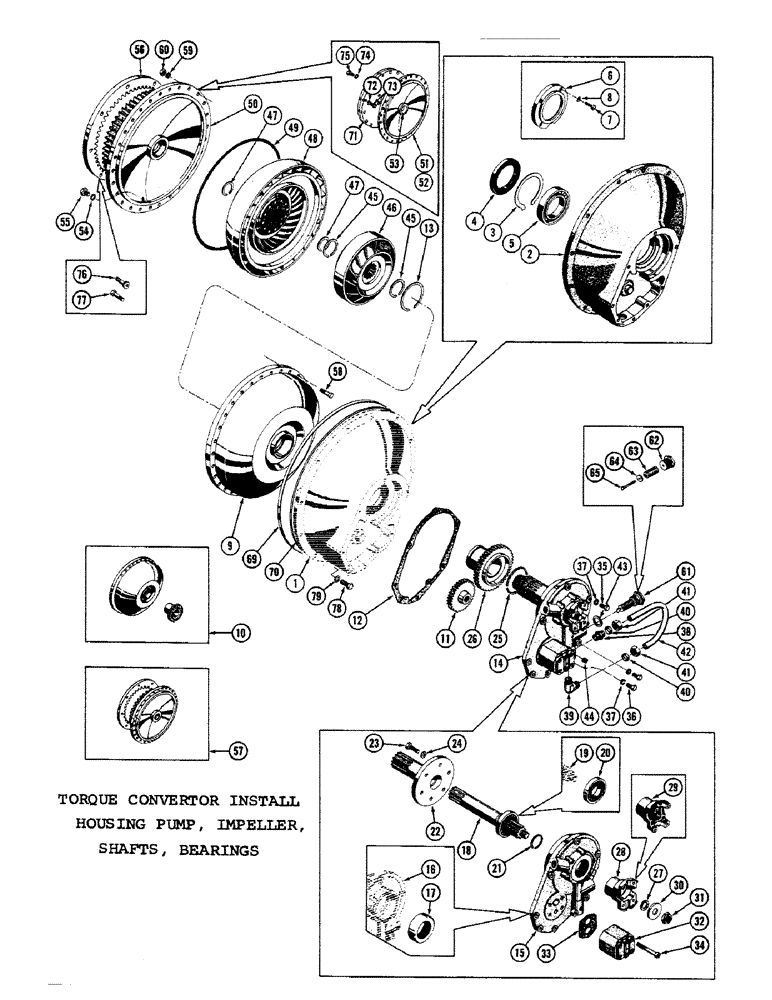 Схема запчастей Case 1000C - (088) - TORQUE CONVERTOR INSTALLATION, HOUSING PUMP, IMPELLER, SHAFTS, BEARINGS (03) - TRANSMISSION