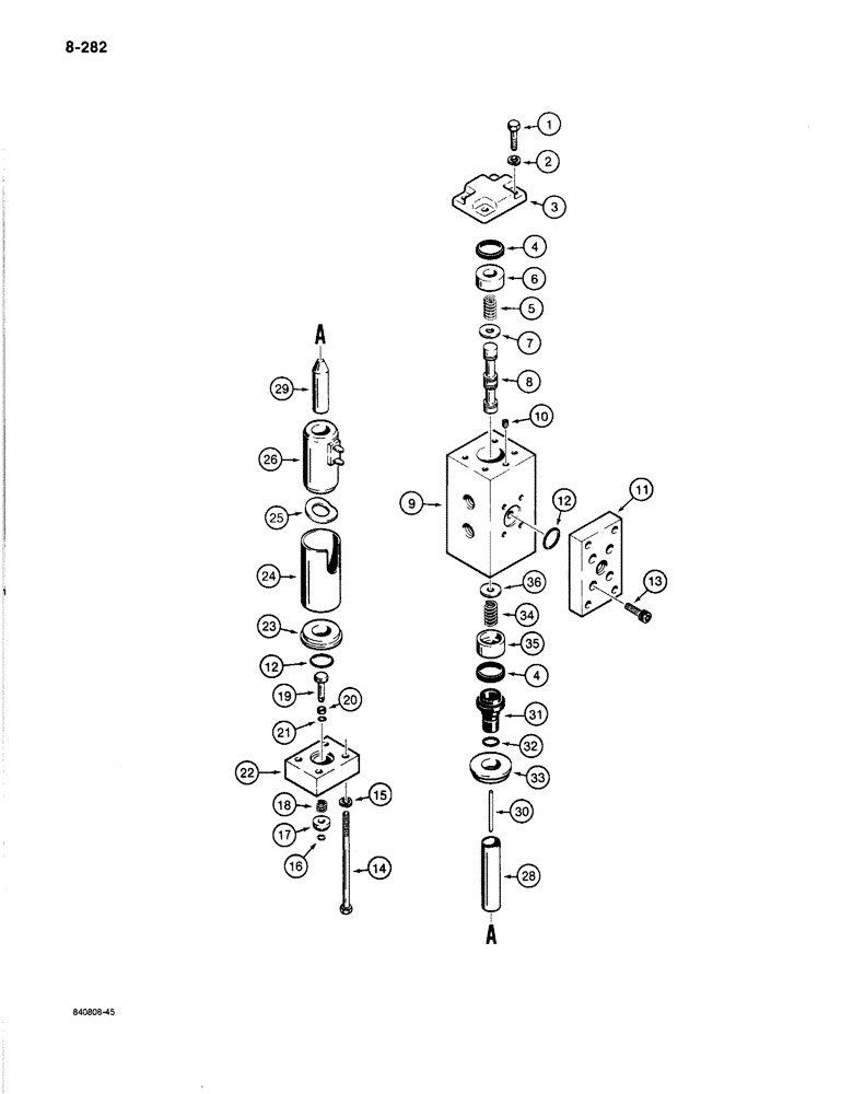 Схема запчастей Case 1187B - (8-282) - SOLENOID VALVE, USED WITH ROTARY CUTTER (08) - HYDRAULICS