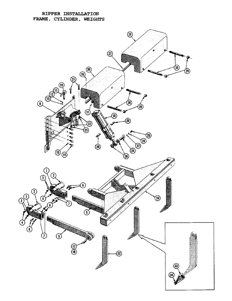 Схема запчастей Case 1000C - (272) - RIPPER INSTALLATION, FRAME, CYLINDER, WEIGHTS (05) - UPPERSTRUCTURE CHASSIS