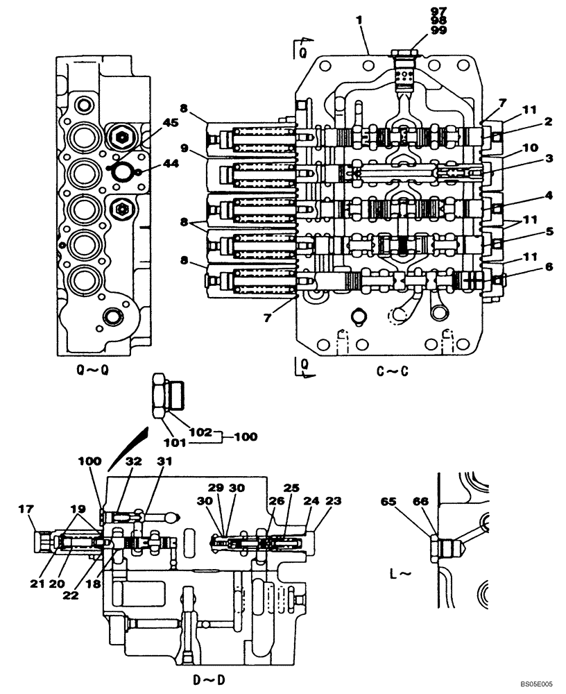 Схема запчастей Case CX290 - (08-69C) - VALVE ASSY - CONTROL (08) - HYDRAULICS