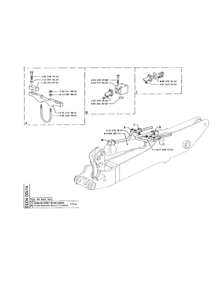 Схема запчастей Case 160CL - (172) - FITTED BACKHOE BUCKET CYLINDER (07) - HYDRAULIC SYSTEM