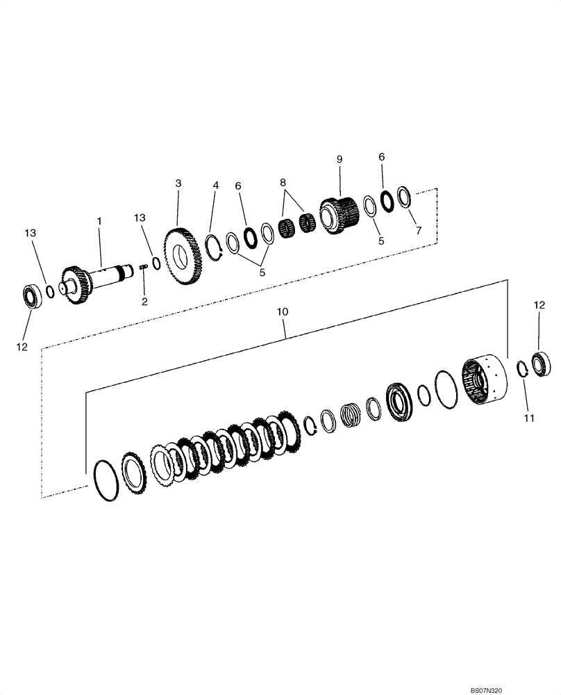 Схема запчастей Case 521E - (06-11) - TRANSMISSION - CLUTCH ASSY, FOURTH (06) - POWER TRAIN