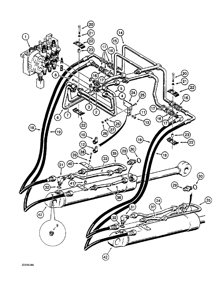 Схема запчастей Case 1155E - (8-014) - LOADER LIFT HYDRAULIC CIRCUIT (08) - HYDRAULICS