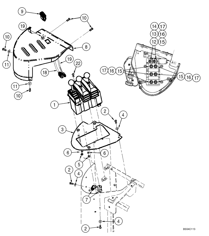 Схема запчастей Case 621D - (08-21) - LOADER CONTROL - THREE LEVER (08) - HYDRAULICS