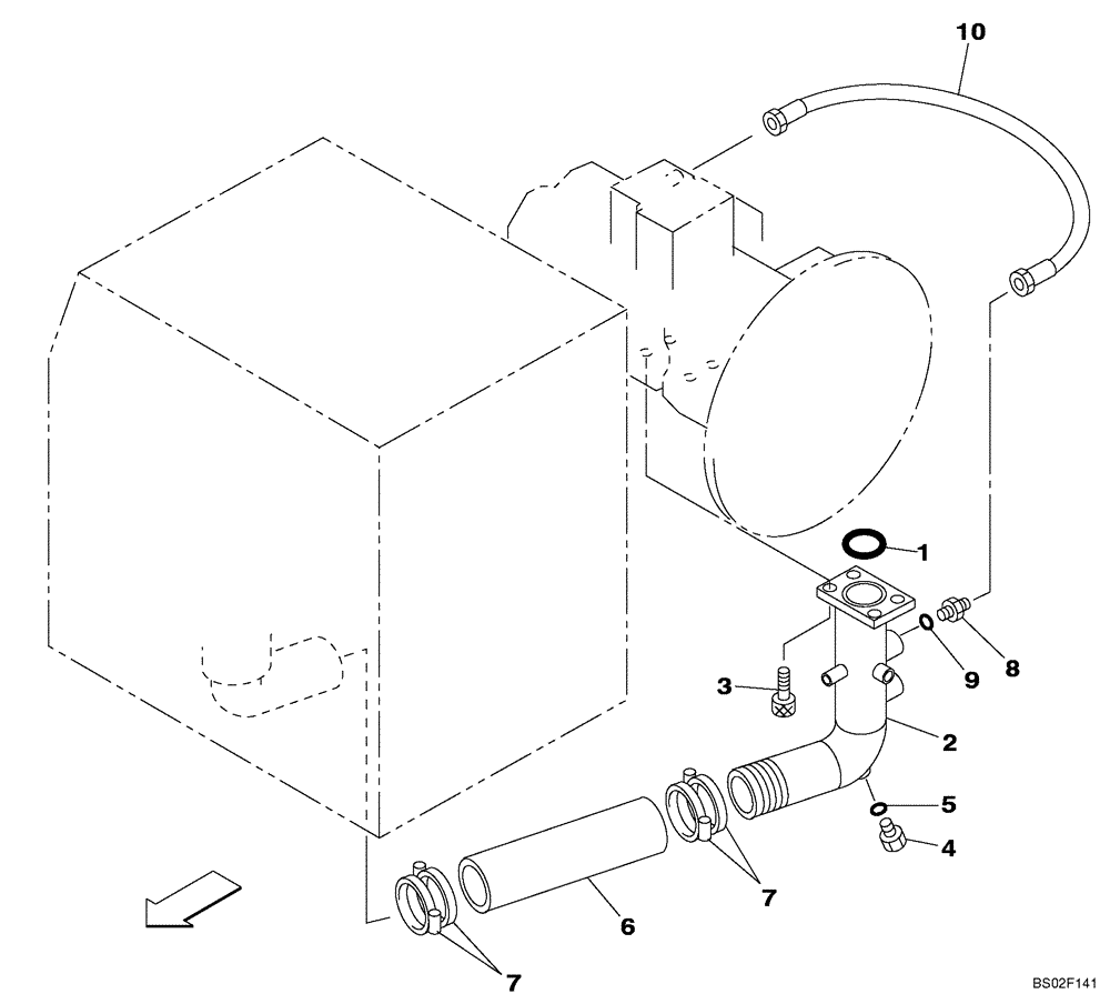 Схема запчастей Case CX210N - (08-03) - HYDRAULICS - PUMP SUCTION LINE (Nov 3 2009 8:16AM) (08) - HYDRAULICS