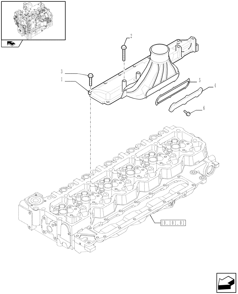 Схема запчастей Case F4DFE613C A005 - (10.254.01) - INTAKE MANIFOLD (10) - ENGINE