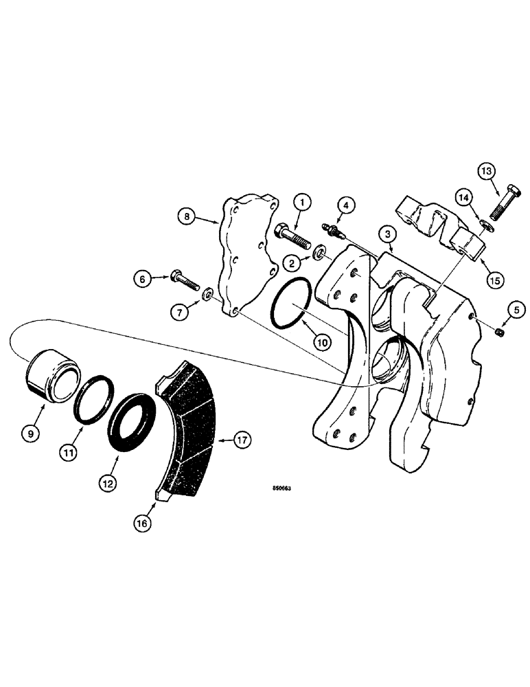 Схема запчастей Case W14 - (336) - DISC BRAKE CALIPERS, AXLES WITH DISC BRAKES, WITH 1 PIECE COVER- ITEM 8 (06) - POWER TRAIN