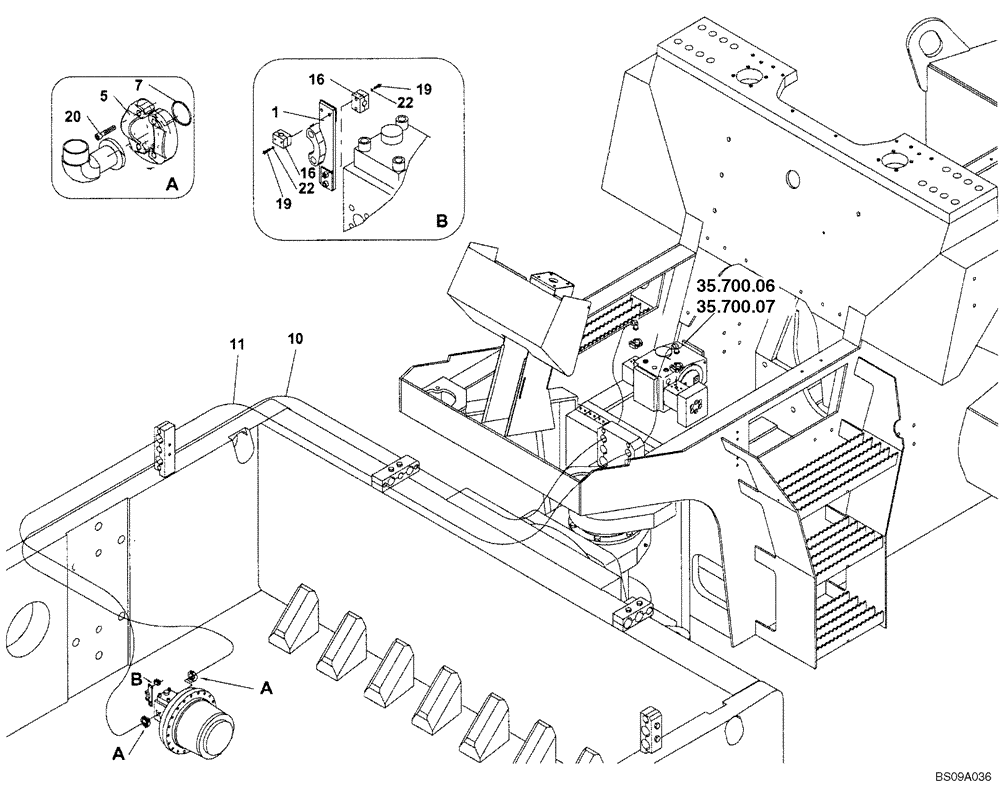 Схема запчастей Case SV212 - (35.353.03) - LINES, FRONT DRUM DRIVE (ATC) - BSN DDD003017 (35) - HYDRAULIC SYSTEMS