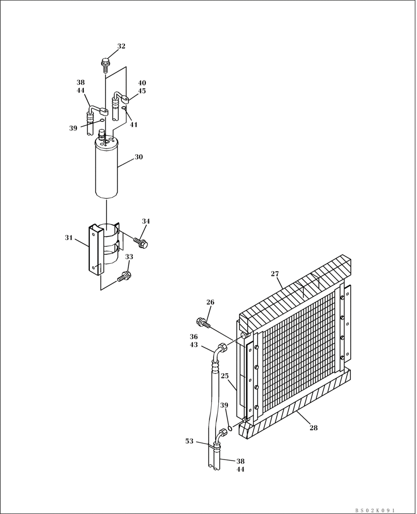 Схема запчастей Case CX330 - (09-27) - AIR CONDITIONING - CONDENSER AND RECEIVER-DRIER (09) - CHASSIS