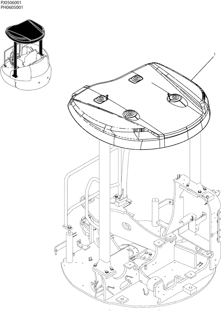 Схема запчастей Case CX50B - (01-062) - CANOPY INSTAL (90) - PLATFORM, CAB, BODYWORK AND DECALS