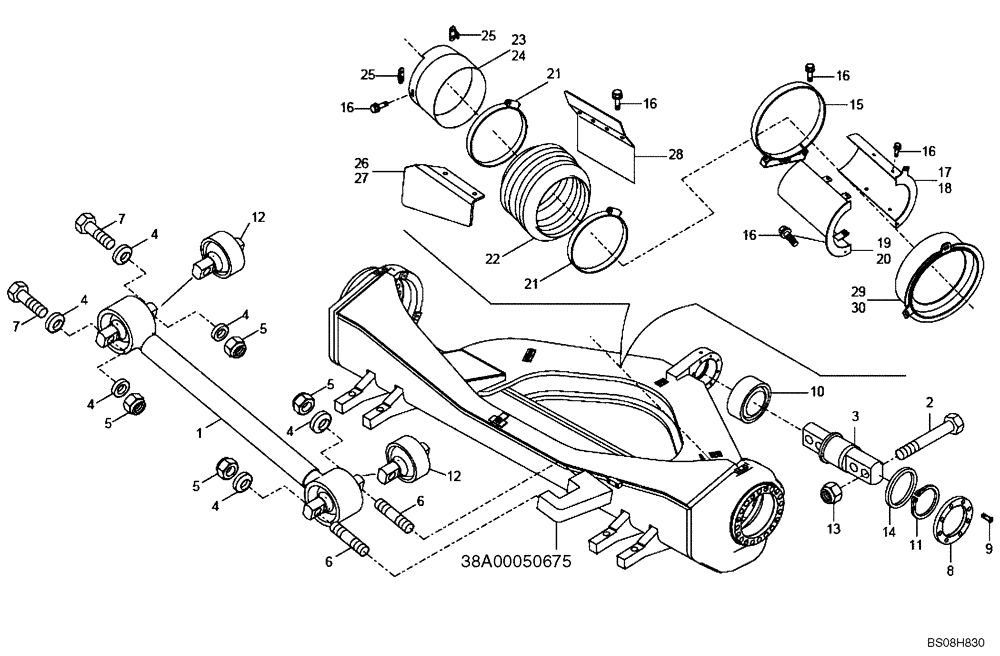 Схема запчастей Case 340B - (38A01040675[001]) - SHIELDS, FRONT SUSPENSION (P.I.N. HHD0340BN7PG58135 AND AFTER) (84153512) (09) - Implement / Hydraulics / Frame / Brakes