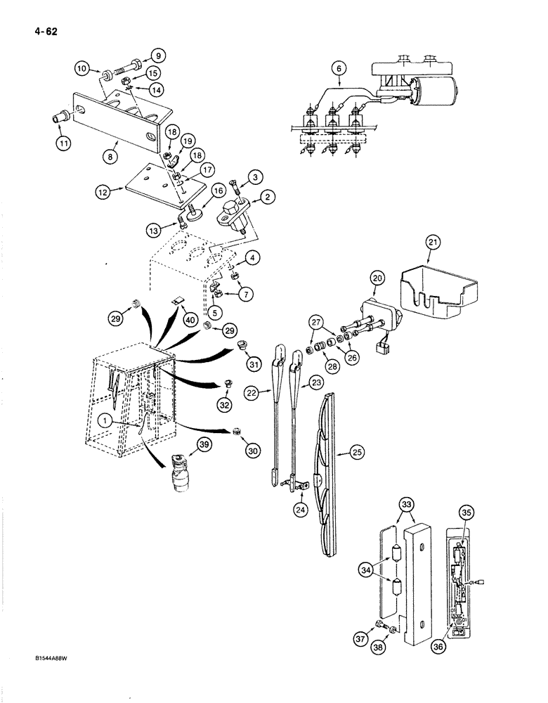 Схема запчастей Case 170B - (4-62) - CAB ELECTRICAL COMPONENTS, P.I.N. 74341 THROUGH 74456 (04) - ELECTRICAL SYSTEMS