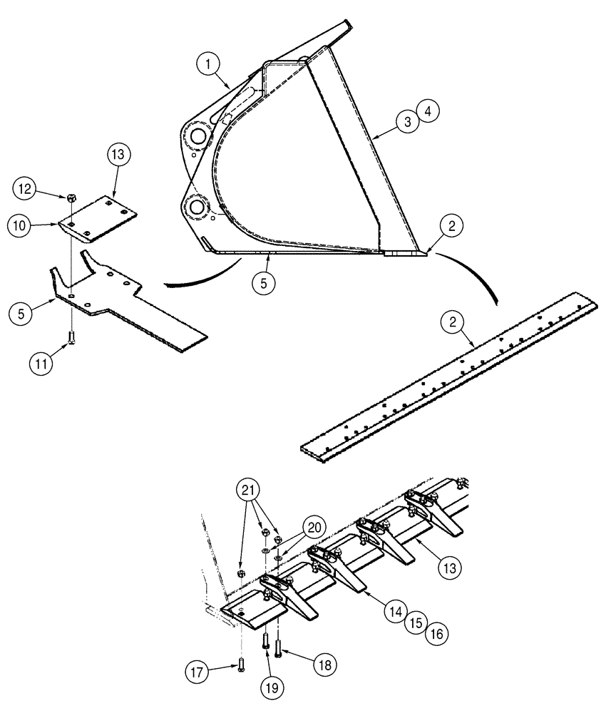 Схема запчастей Case 521D - (09-10) - BUCKETS - LOADER (09) - CHASSIS