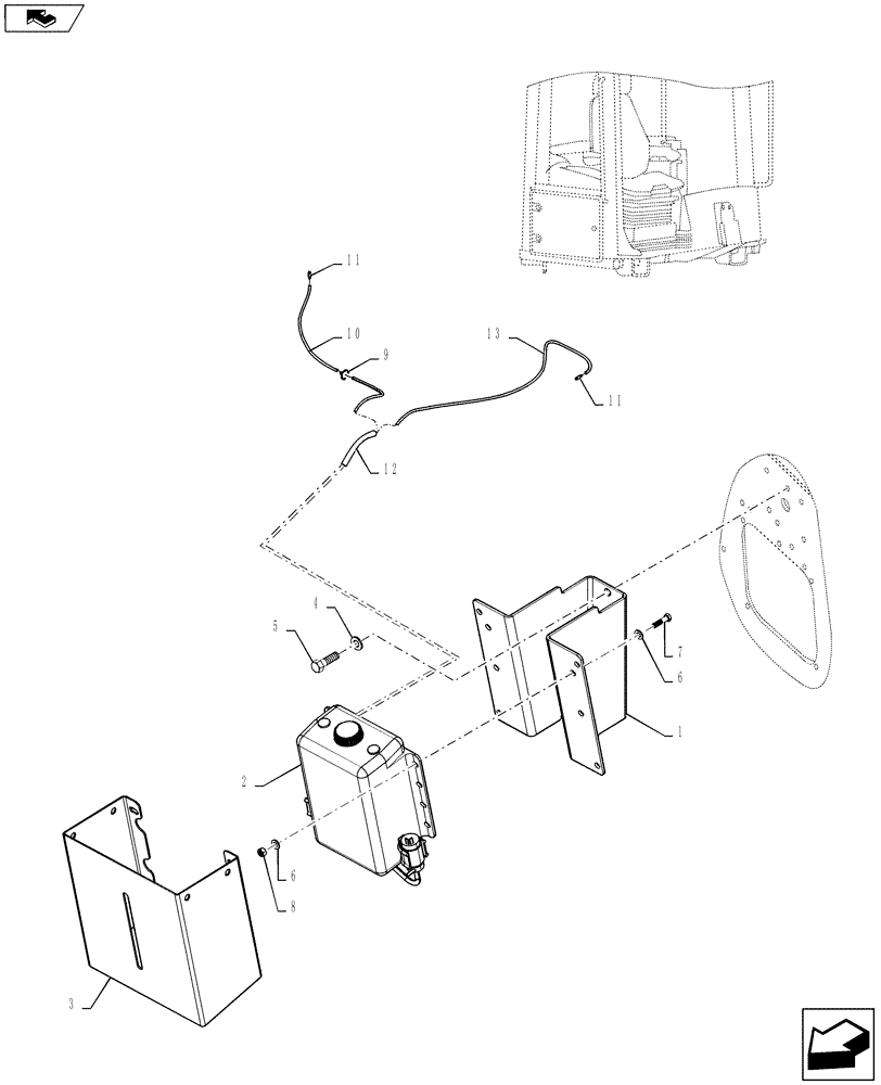 Схема запчастей Case 721F - (55.518.01[01]) - WASHER BOTTLE INSTALLATION (55) - ELECTRICAL SYSTEMS