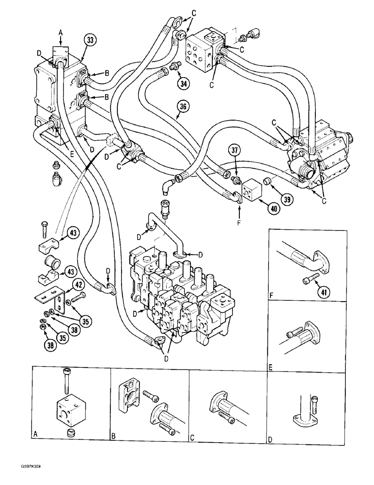 Схема запчастей Case 170C - (8-018) - HYDRAULIC PUMP LINES, HYDRAULIC PUMP TO MAIN CONTROL VALVES (08) - HYDRAULICS