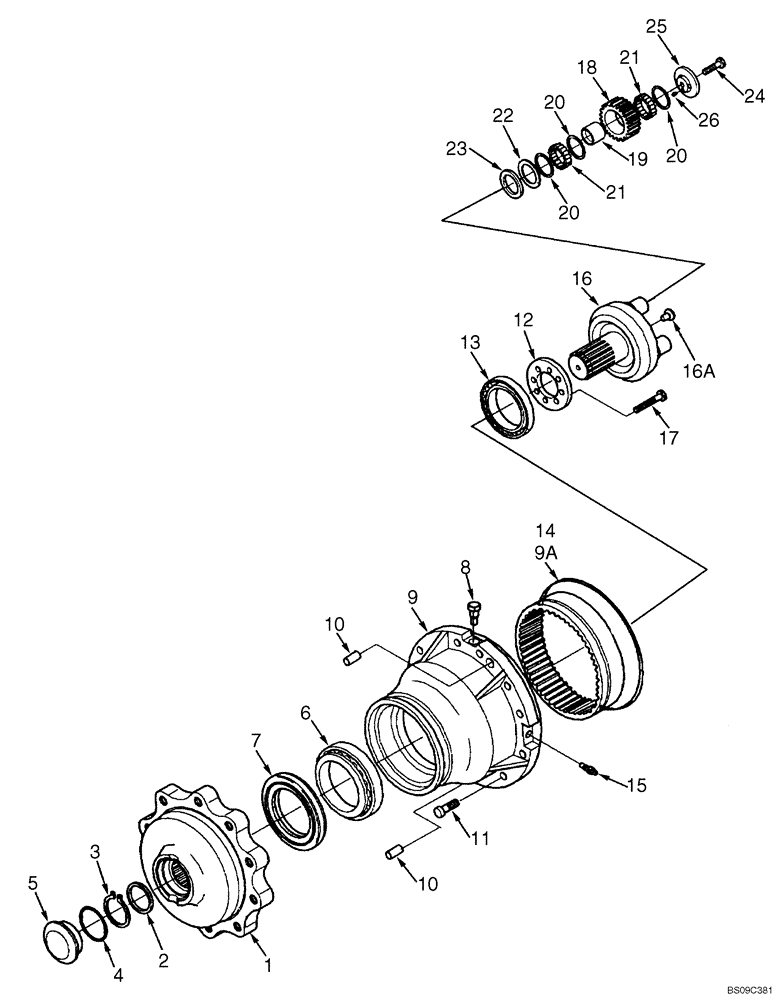 Схема запчастей Case 521D - (06-27) - AXLE, FRONT - HUB, PLANETARY (06) - POWER TRAIN