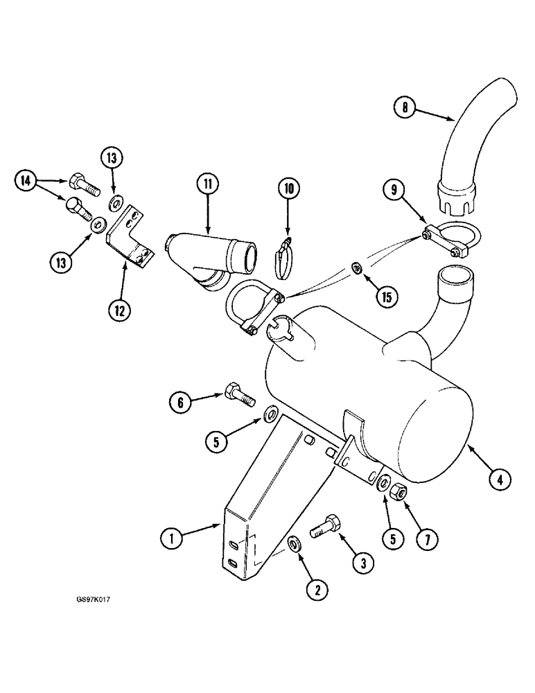 Схема запчастей Case 888 - (2-08) - MUFFLER AND EXHAUST SYSTEM (02) - ENGINE