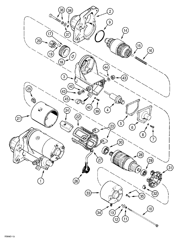 Схема запчастей Case 580SL - (4-002) - STARTER (04) - ELECTRICAL SYSTEMS