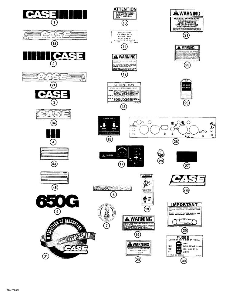 Схема запчастей Case 650G - (9-82) - DECALS (09) - CHASSIS/ATTACHMENTS