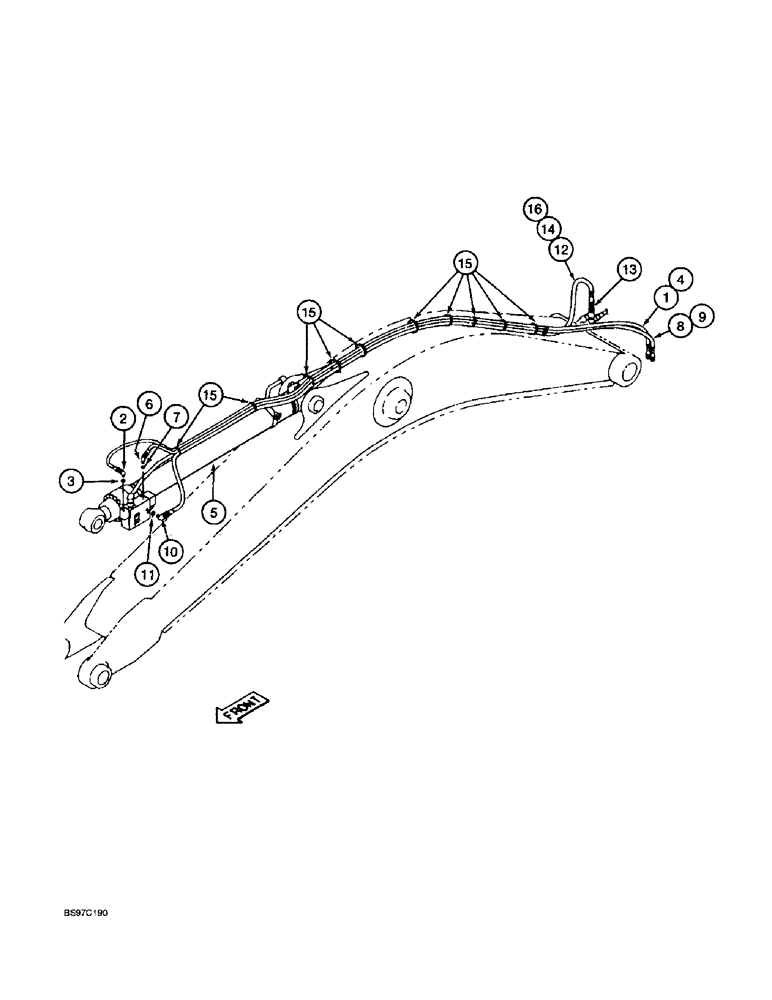 Схема запчастей Case 9030B - (8-112) - ARM AND BOOM HOLDING OPTION, ARM COMPONENTS, STANDARD MODELS WITHOUT LONG REACH (08) - HYDRAULICS