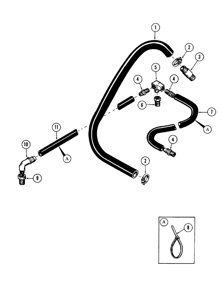 Схема запчастей Case 50 - (2-12) - ENGINE SURGE AND PURGE HOSES, (USED ON UNITS WITH DETROIT DIESEL ENGINE) (02) - ENGINE