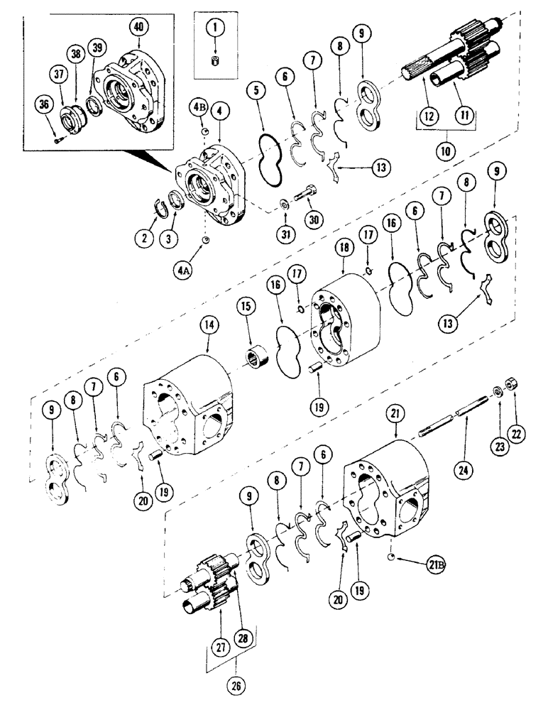 Схема запчастей Case 50 - (226) - MAIN HYDRAULIC PUMP, (USED WITH CASE 504BDT DIESEL ENGINE),(SN.6279926 AND AFTER) (35) - HYDRAULIC SYSTEMS