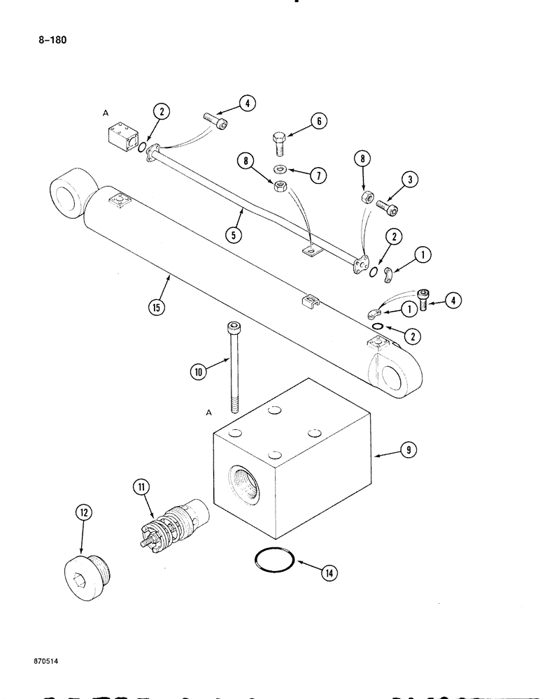 Схема запчастей Case 888 - (8-180) - ARM CYLINDER CIRCUIT, TUBES AT CYLINDER (08) - HYDRAULICS