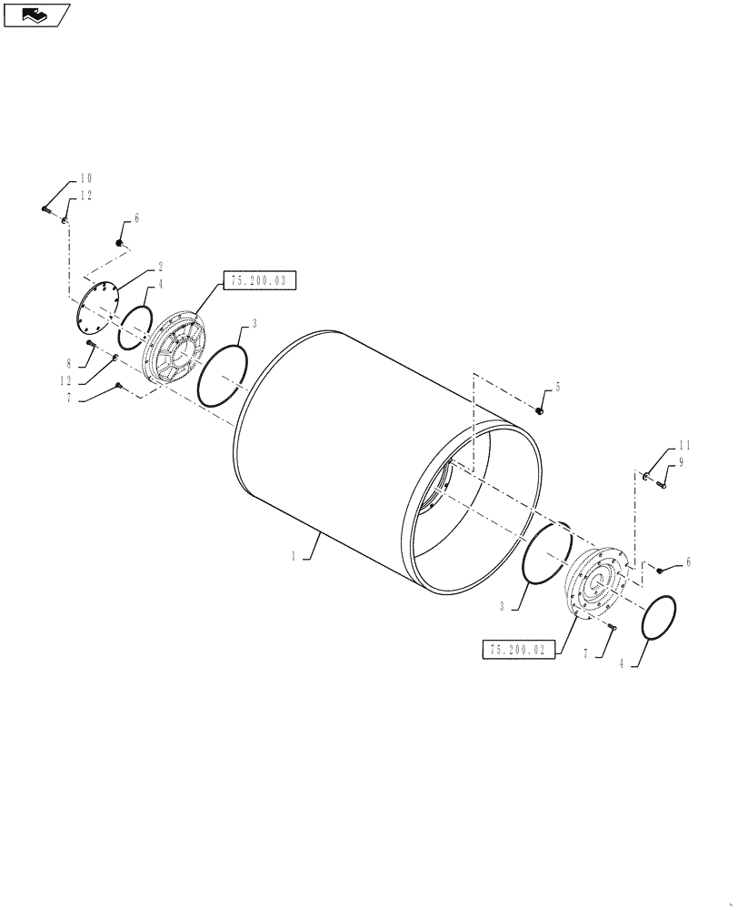 Схема запчастей Case DV207 - (75.200.01) - DRUM (75) - SOIL PREPARATION