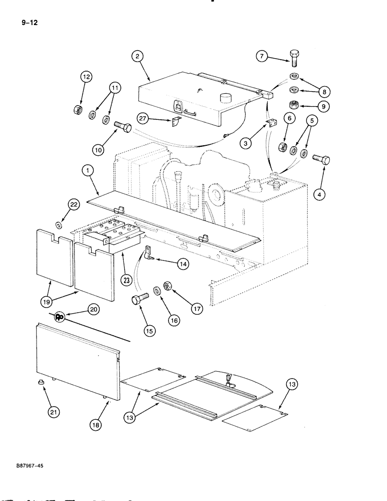 Схема запчастей Case 888 - (9-012) - ENGINE ACCESS COVERS (09) - CHASSIS