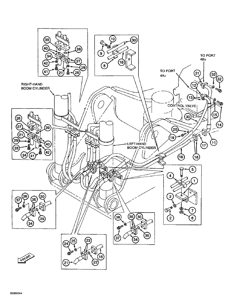 Схема запчастей Case 9060B - (8-052) - BOOM CYLINDER LINES (08) - HYDRAULICS