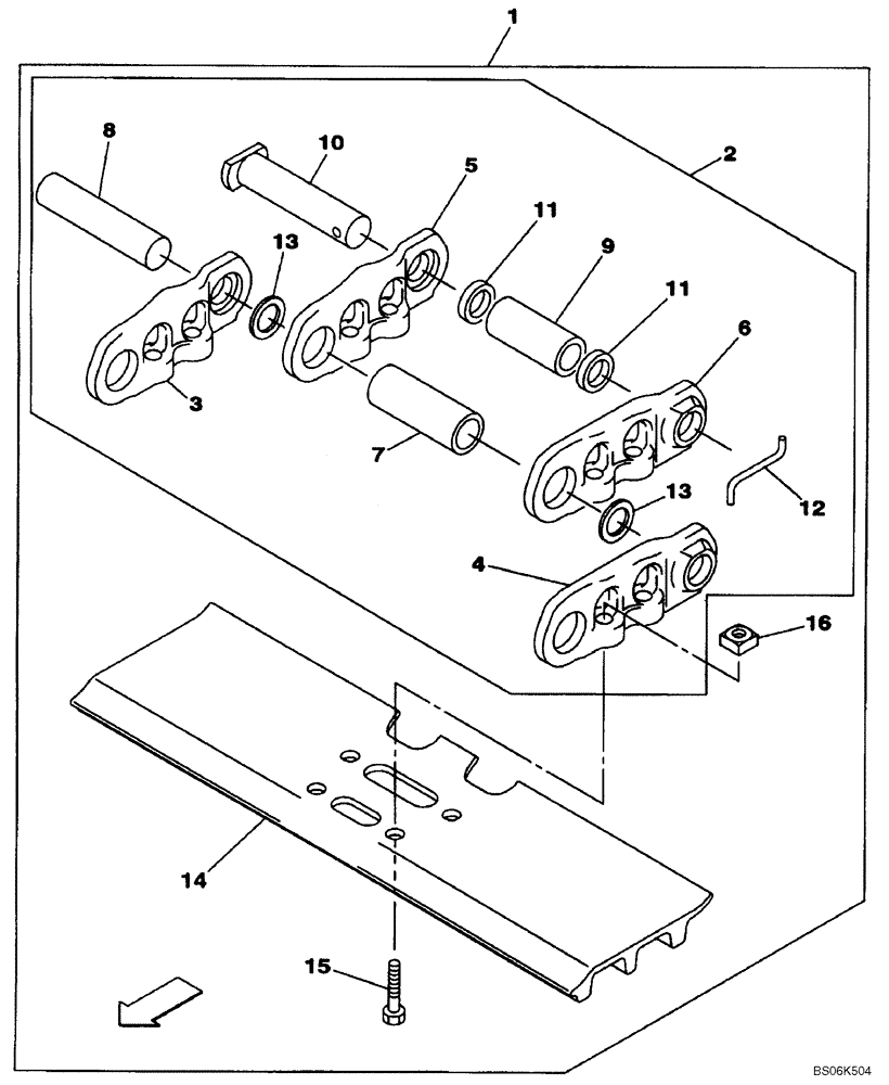 Схема запчастей Case CX250C - (05-008[00]) - TRACK CHAINS, 600 MM (23-5/8 IN) (11) - TRACKS/STEERING