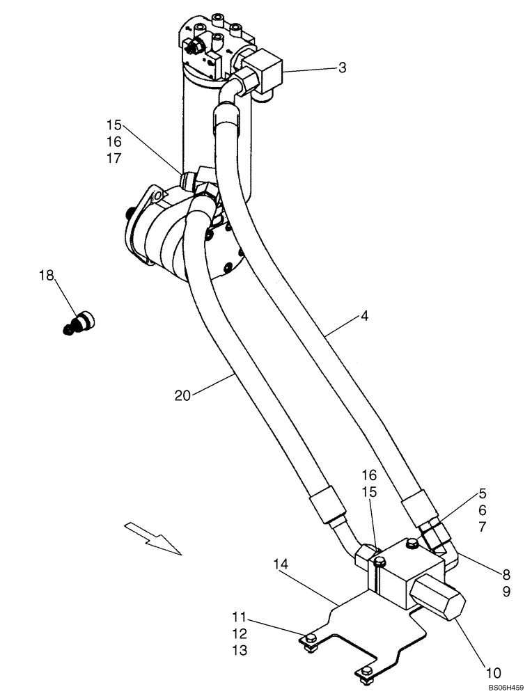 Схема запчастей Case 465 - (08-14B) - HIGH FLOW EXTERNAL RELIEF KIT (08) - HYDRAULICS