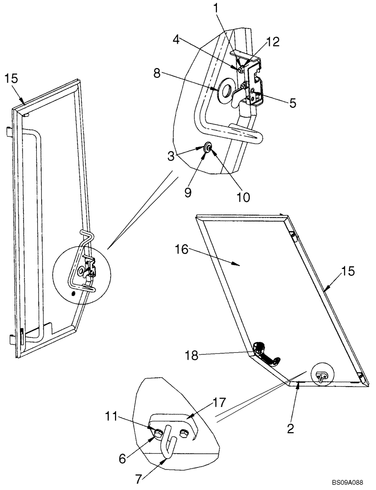 Схема запчастей Case 921E - (09-63A) - CAB - DOOR - P.I.N. N8F206374 AND AFTER (09) - CHASSIS