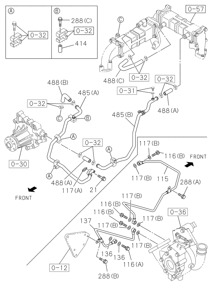 Схема запчастей Case CX235C SR - (10.250.01[02]) - TURBOCHARGER (10) - ENGINE