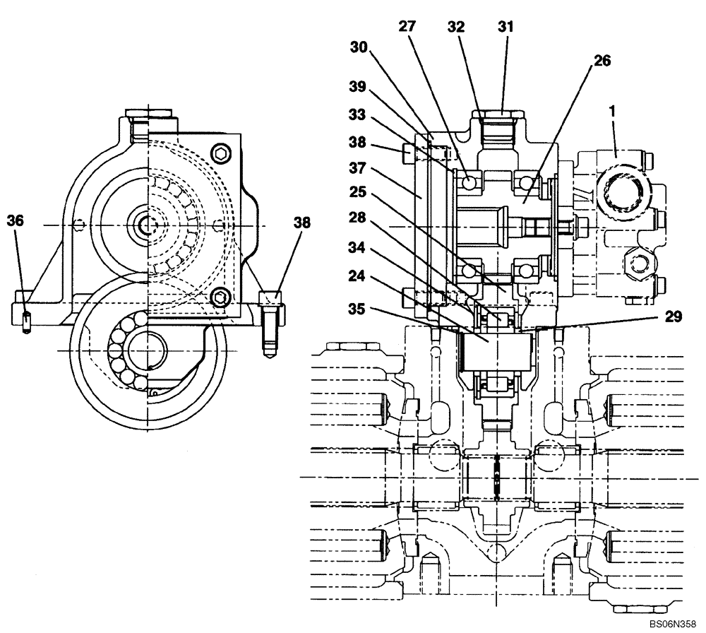 Схема запчастей Case CX460 - (08-92) - HIGH PRESSURE PUMP - PUMP COUPLING (08) - HYDRAULICS