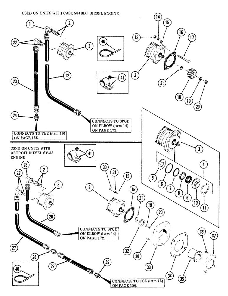 Схема запчастей Case 50 - (148) - PILOT PRESSURE TUBING FROM AUXILIARY PUMP (USED ON UNITS W/ SN. 6280345 & AFTER)(SN. 6279926 & AFTER (35) - HYDRAULIC SYSTEMS